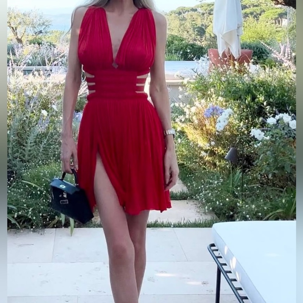 Alaia editions red Grecian goddess dress FR36